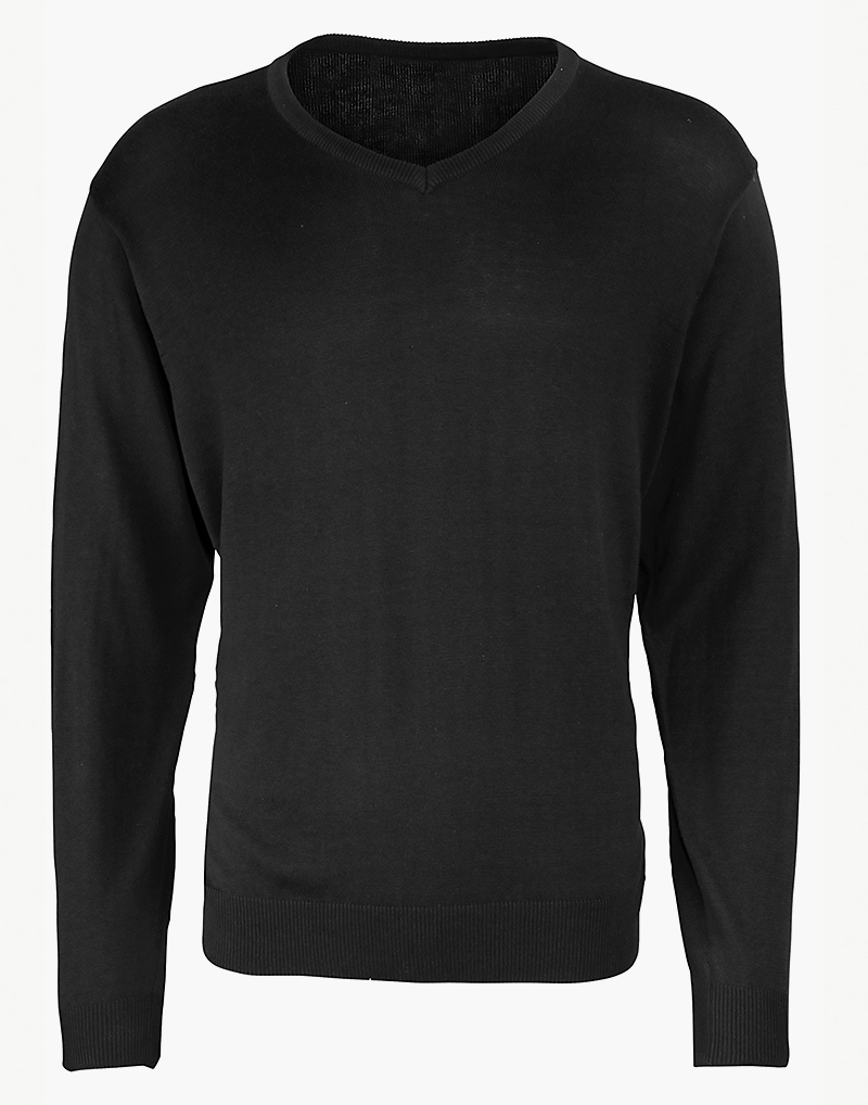 Mens Acrylic V-Neck Jumper Black