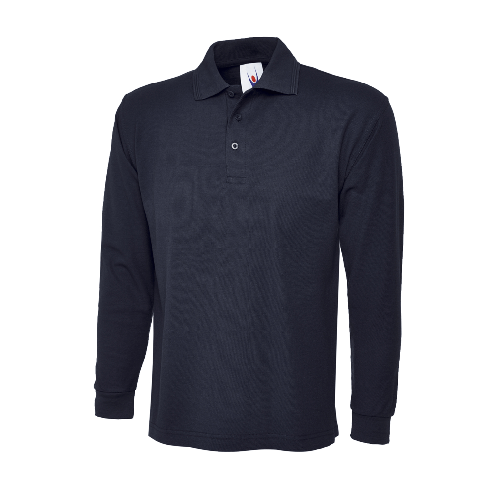 Unisex Long Sleeve Polo Shirt Navy