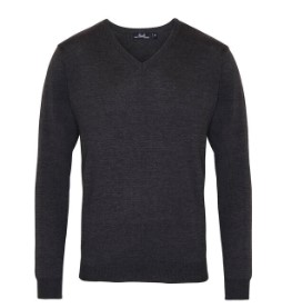 Mens V-Neck Sweater Charcoal