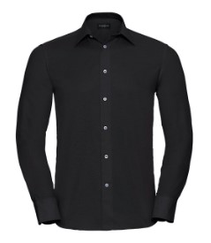 Long Sleeve Tailored Oxford Shirt Black