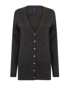 Ladies V Button Cardigan Grey Marl