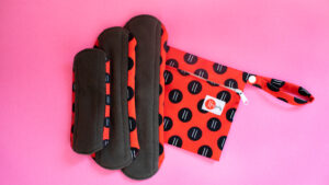 Red Reusable Night Pad With Wet Bag