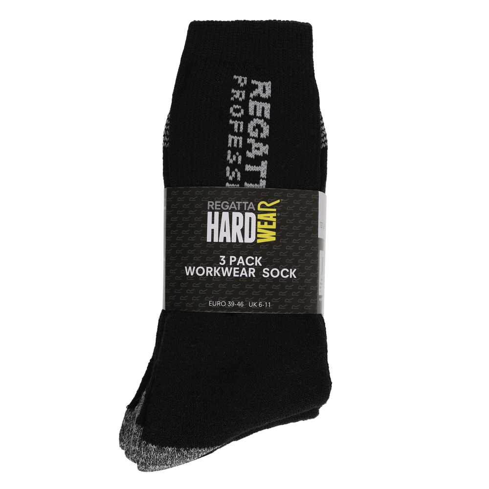 Work Socks 3 Pack Black