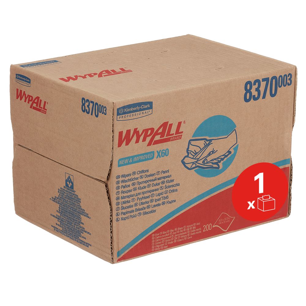 Wypall X60 Cloths Brag Box 1ply Blue