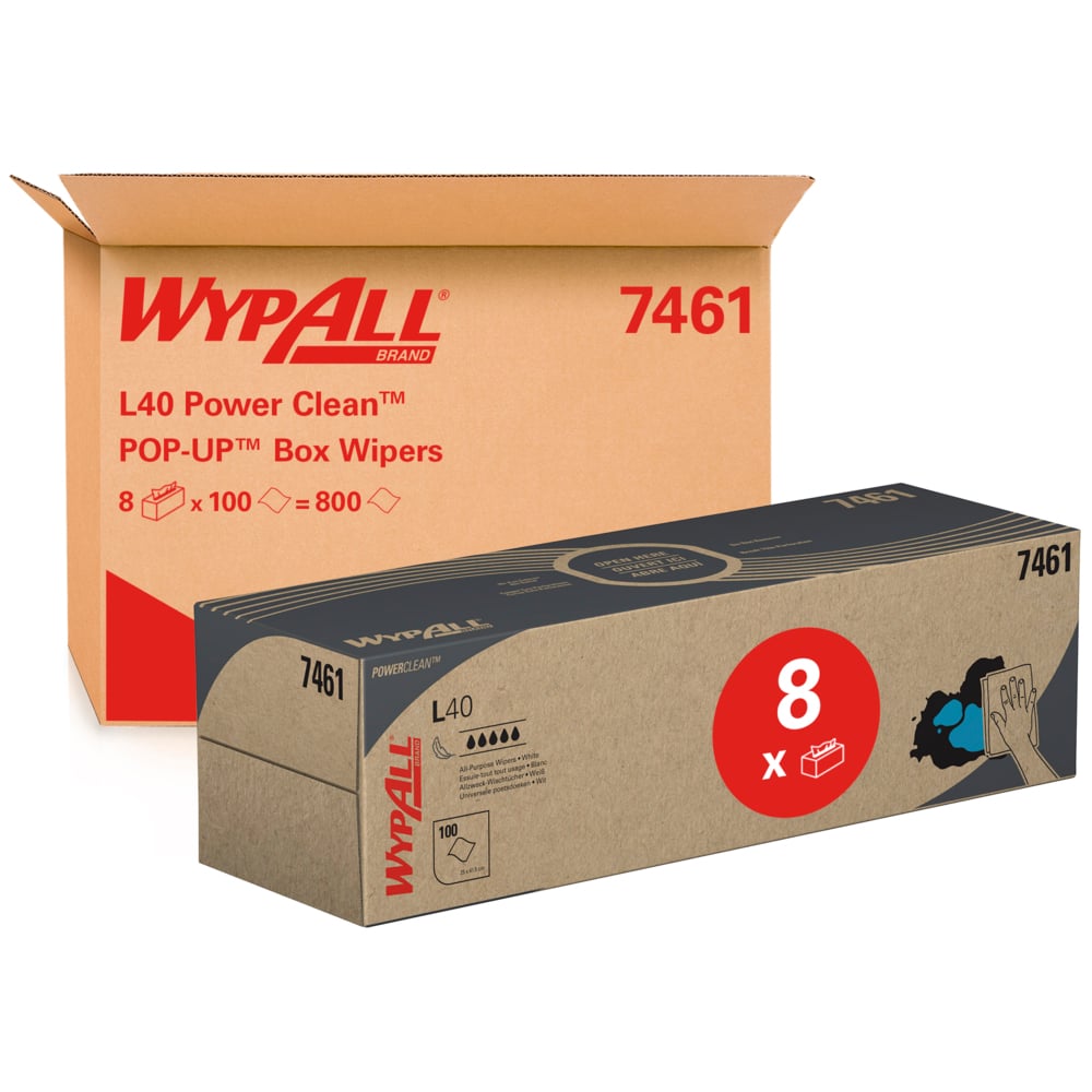 Wypall L40 Wipers Pop-Up Box 1ply White