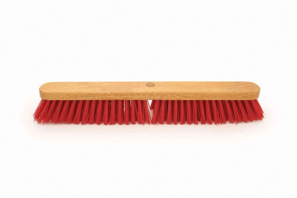24" Platform Broom Pvc Stiff  Red Bristle