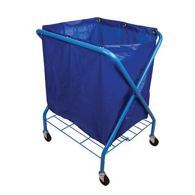 Folding Waste Cart With Vinyl Bag Blue