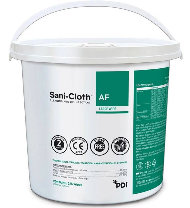 PDI Sani-Cloth AF Alcohol-Free Disinfecting Wipes Tub 225