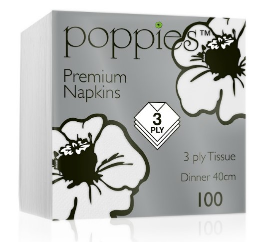 Napkins 40cm 3Ply White