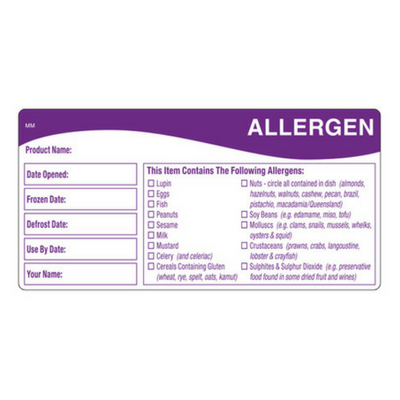 Allergen Storage Shelf Life Label