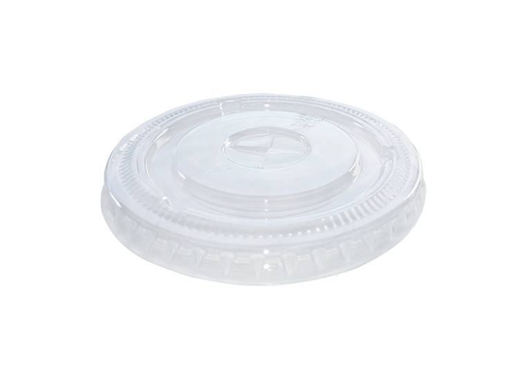 Clear rPET Flat Cold Cup Lid with Straw Slot
