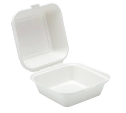 Bagasse Clamshell Meal Box  9 x9