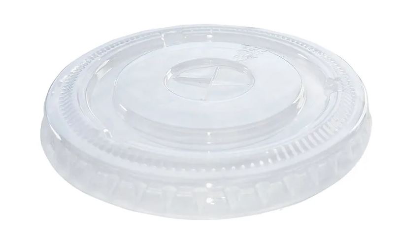 Clear rPET Flat Cold Cup Lid with Straw Slot