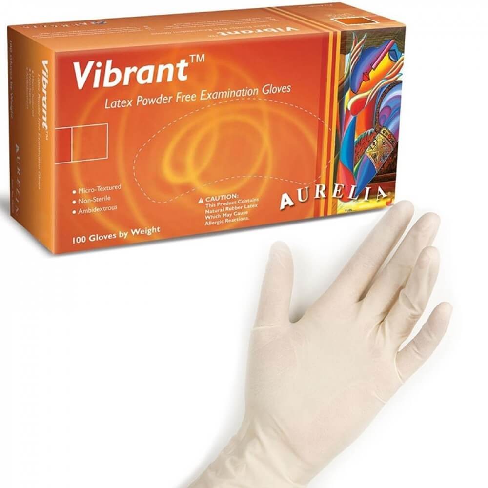 Vibrant Powder Free Latex Gloves White
