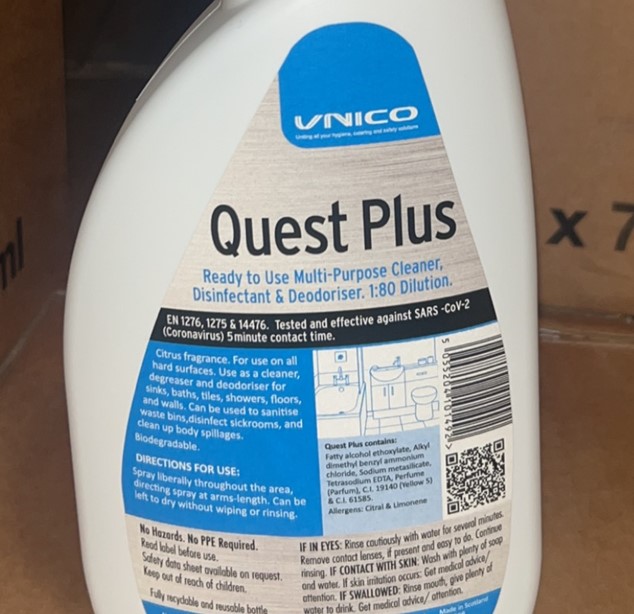 Quest Plus Diluted 600ml Bottle Label