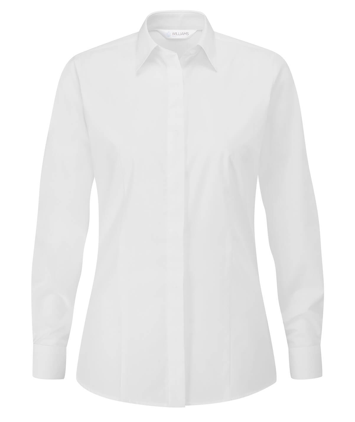 Ladies Enya Cotton Rich Long Sleeve Blouse White