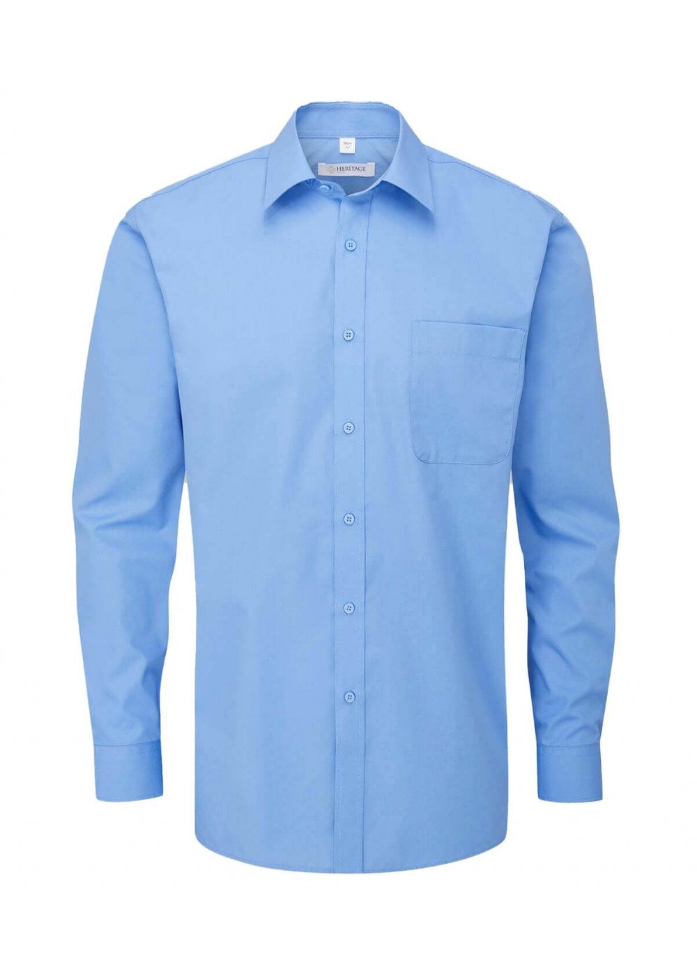 Men's Larne Collar Long Sleeved Shirt Mid Blue