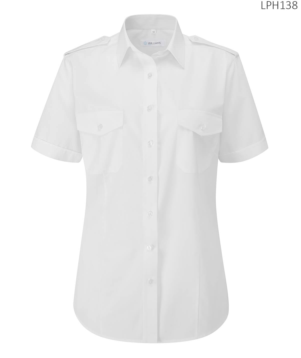 Ladies Pilot Short Sleeve Shirt White