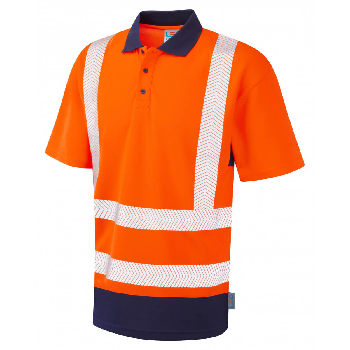 Mortehoe ISO 20471 Class 2 Dual Colour Coolviz Plus Polo Shirt Orange/Navy
