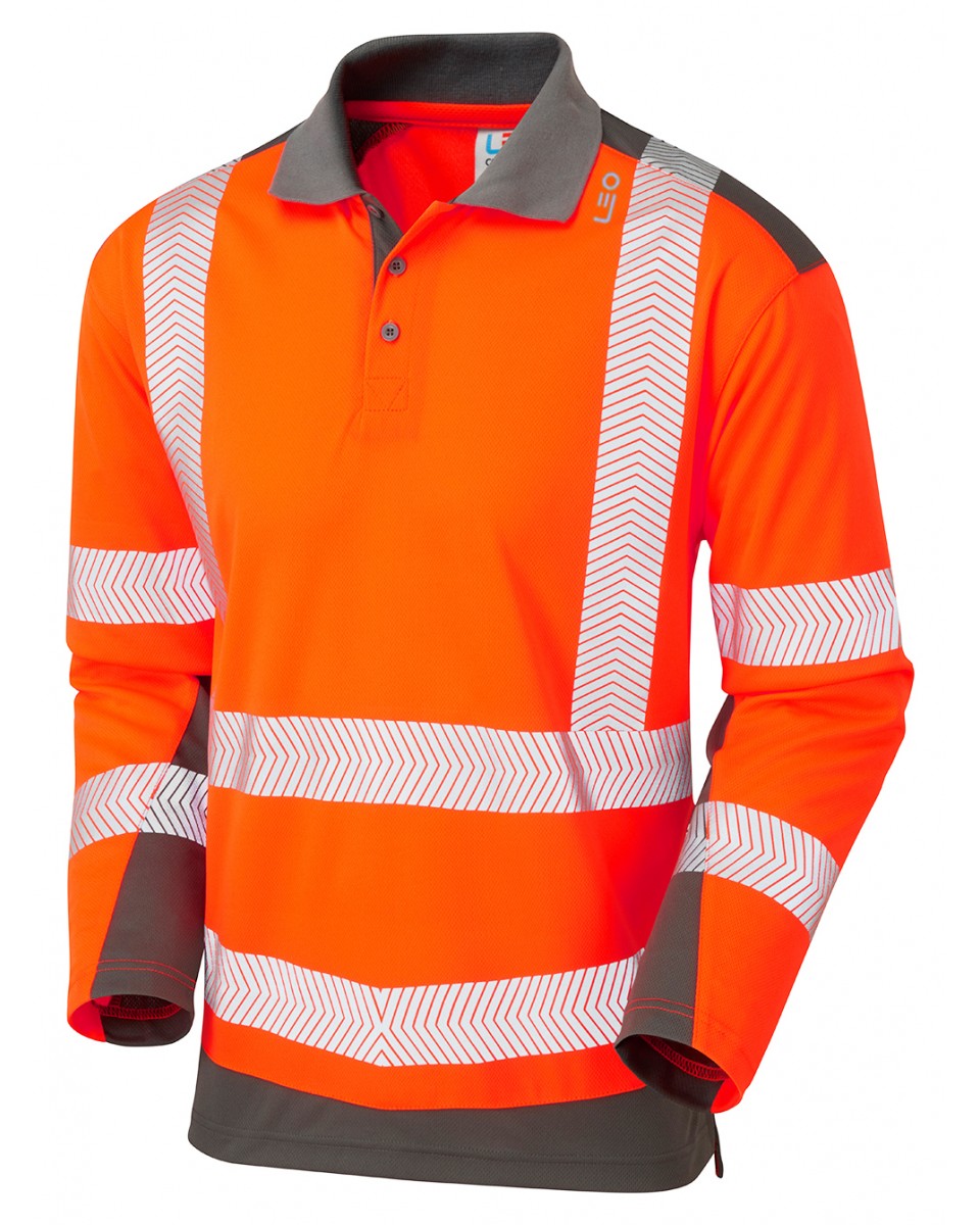 Wringcliff ISO 20471 Class 2 Coolviz Plus Polo Shirt Orange/Grey